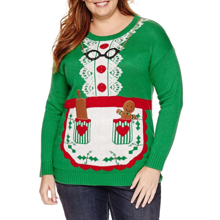Tiara International Crew Neck Knit Pullover Sweater - Plus