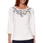 Alfred Dunner Costa Allegra 3/4-sleeve Embroidered Top
