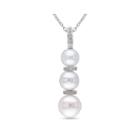 Cultured Freshwater Pearl & Diamond Accent Sterling Silver Pendant