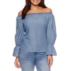 Bisou Bisou Off The Shoulder Chambray Top