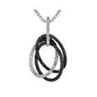 1/4 Ct. T.w. White And Color-enhanced Black Diamond Sterling Silver Oval Pendant Necklace
