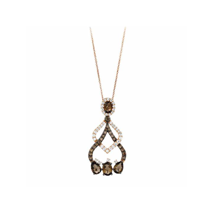 Levian Corp Le Vian Womens Brown Quartz 14k Gold Pendant Necklace
