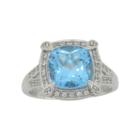 Cushion-cut Blue Topaz & Lab-created White Sapphire Ring