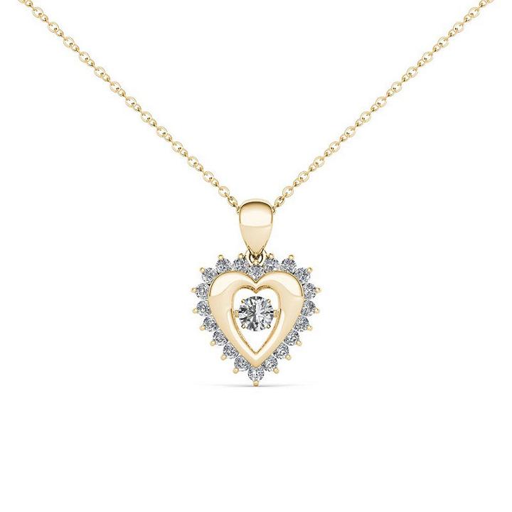 Love In Motion Womens 1/4 Ct. T.w. Genuine White Diamond 10k Gold Heart Pendant