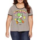 Short Sleeve Scoop Neck Graphic Heather Gray Black Ringer T-shirt