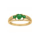 Lab-created Emerald And Diamond-accent 3-stone Heart Ring
