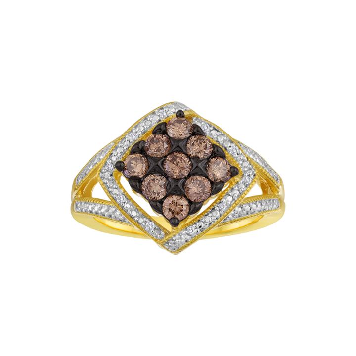 3/4 Ct. T.w. White And Champagne Diamond Frame Ring