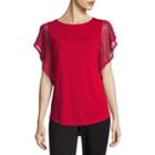 Liz Claiborne Lace Sleeve Round Neck T-shirt - Tall