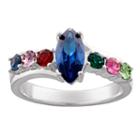 Personalized Silver Cubic Zirconia & Crystal Marquis Birthstone Ring