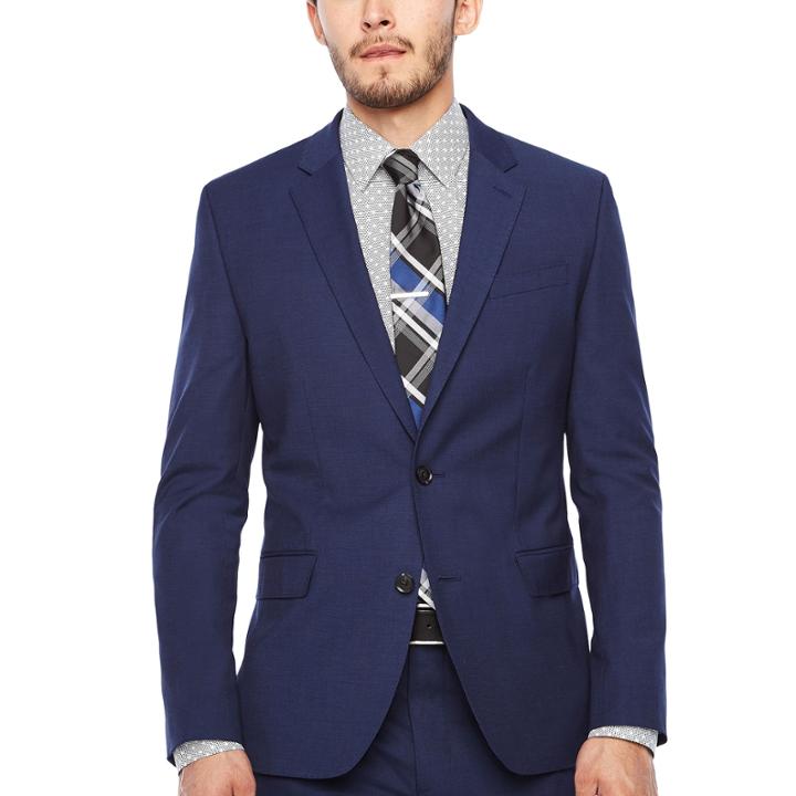 Jf Dark Blue Texture Jacket-super Slim