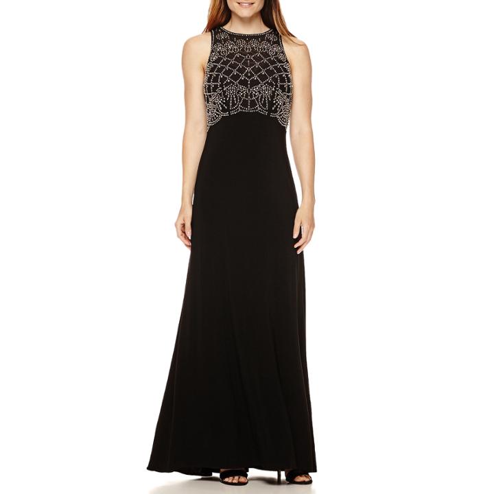 Jackie Jon Beaded Bodice Formal Gown