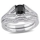 Midnight Black Diamond 1 1/4 Ct. T.w. Color-enhanced Black & White Diamond 10k White Gold Bridal Set