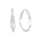 Liz Claiborne Silver-tone Ribbon Hoop Earrings