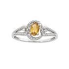 Womens Diamond Accent Yellow Citrine Sterling Silver Halo Ring
