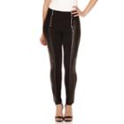 Bisou Bisou Stacked Faux-leather-waist Ponte Pants