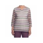 Alfred Dunner Palm Desert Texture Stripe T-shirt-womens