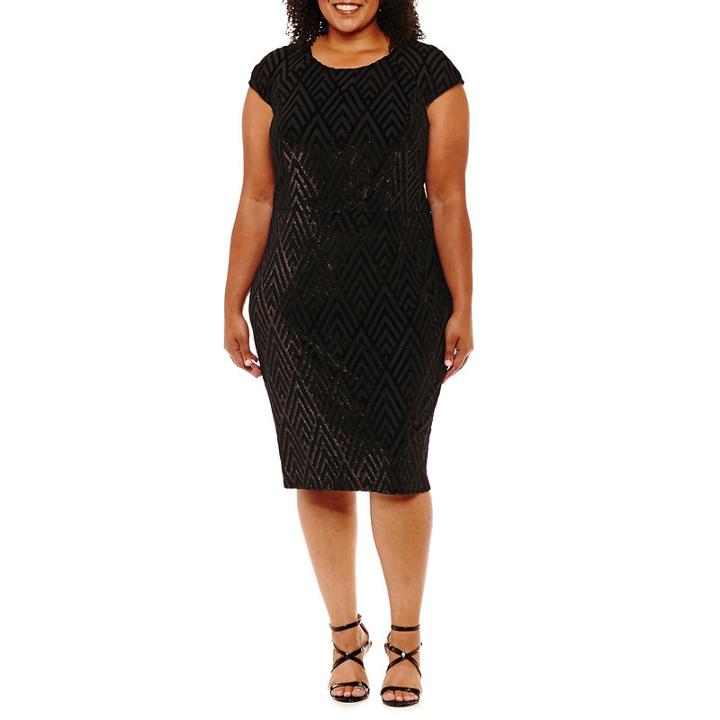 Scarlett Sleeveless Chevron Sheath Dress - Plus