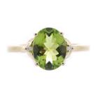 Womens Diamond Accent Green Peridot 10k Gold Cocktail Ring