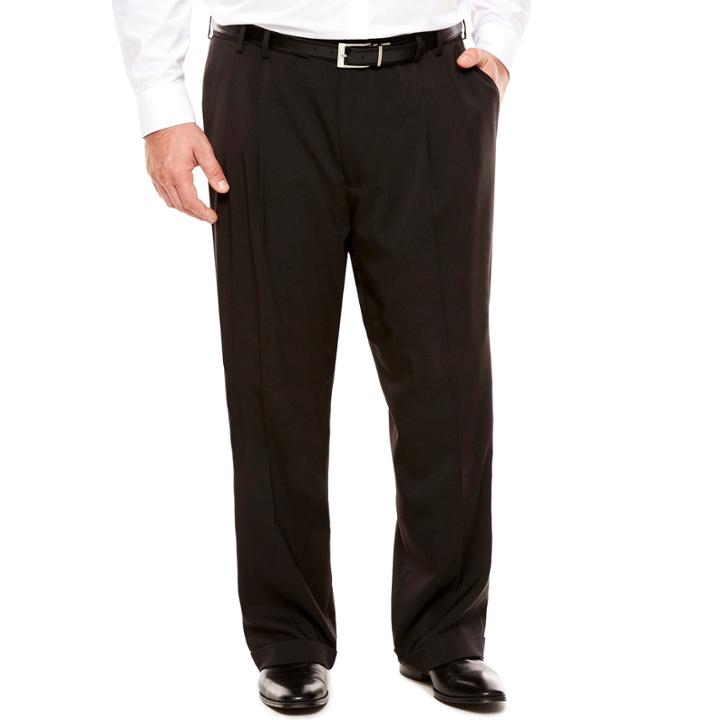 Men's Van Heusen Traveler Stretch Pleated Straight-leg Dress Pant- Big And Tall