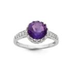 Sterling Silver Genuine Purple Amethyst Crown Ring