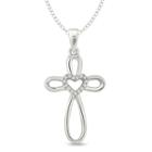 Womens 1/10 Ct. T.w. White Diamond Sterling Silver Cross Pendant Necklace