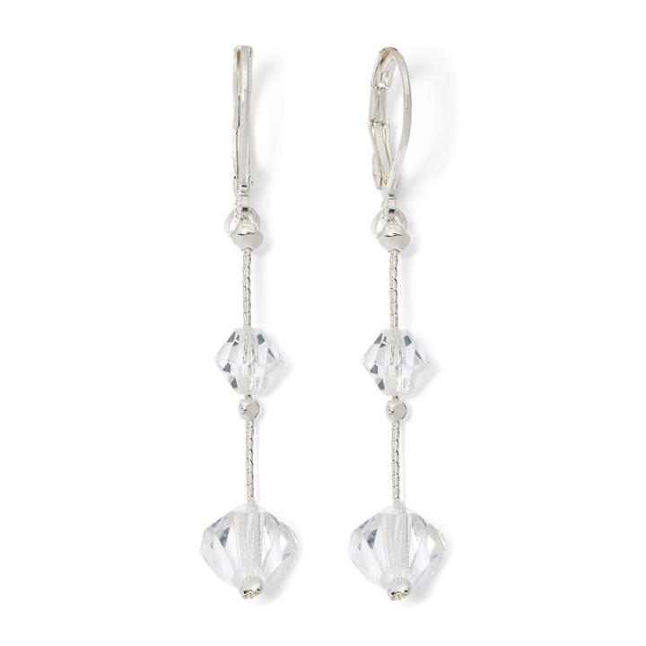 Vieste Crystal Silver-tone Illusion Drop Earrings