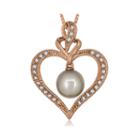 Freshwater Pearl Lab-created Sapphire 14k Rose Gold Over Silver Pendant