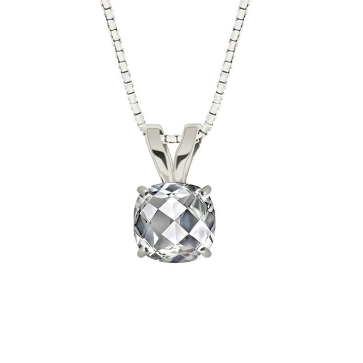 Genuine White Topaz Sterling Silver Pendant Necklace