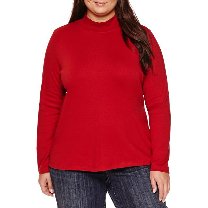 St. John's Bay Mock Neck Top Plus