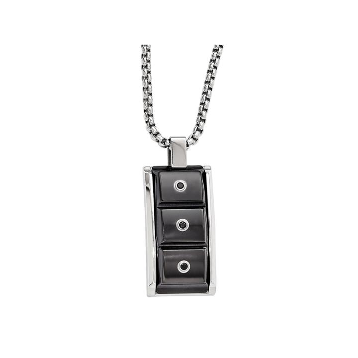 Edward Mirell Black Ti&trade; Mens Black Spinel Stainless Steel Titanium Pendant Necklace