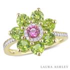 Laura Ashley Womens Green Peridot 18k Gold Over Silver Cocktail Ring