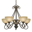 Riverton 5-light Chandelier In Peppercorn With Linen Swirl Glass