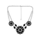 Decree Black And Silver-tone 3-circle Statement Necklace