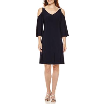Prelude Sleeveless Cold-shoulder Navy Shift Dress