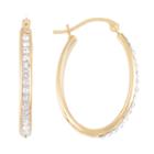 Gold Opulence Crystal 14k Gold Over Diamond Resin Hoop Earrings