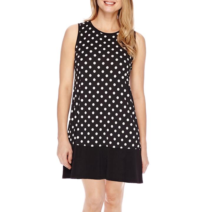 Tiana B. Sleeveless Polka-dot Shift Dress