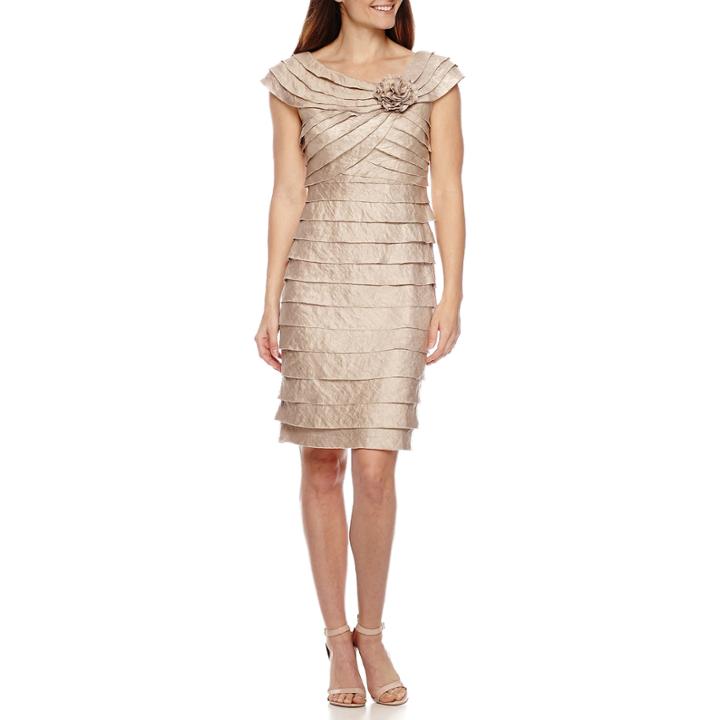 London Times Shutter Pleat Sheath Dress