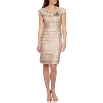 London Times Shutter Pleat Sheath Dress