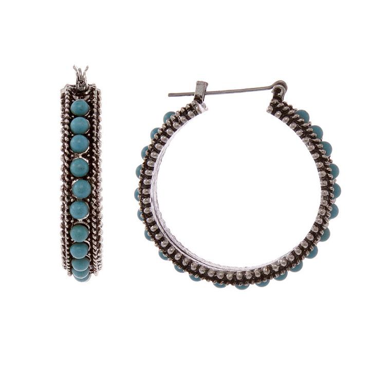 Mixit 1.23 Turq Navy Multi Color Hoop Earrings