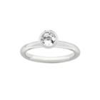 Personally Stackable April Crystal Sterling Silver High Profile Ring