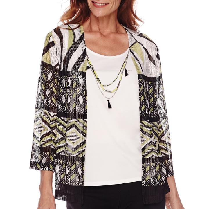 Alfred Dunner Sao Paolo 3/4-sleeve Layered Top