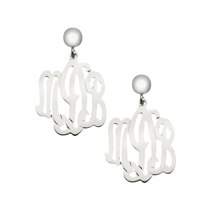 Personalized Sterling Silver Monogram Drop Earrings