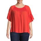 A.n.a 3/4 Sleeve Scoop Neck Woven Blouse-plus