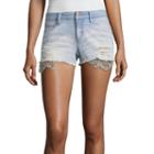 Arizona 2 1/2 Inch Raw Edge Denim Shorts-juniors