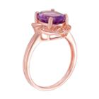 Womens Diamond Accent Genuine Purple Amethyst Cocktail Ring