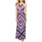 London Style Sleeveless Geometric Maxi Dress