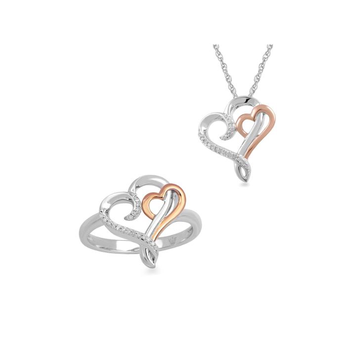 Hallmark Diamonds Womens 2-pc. 1/10 Ct. T.w. White Diamond Sterling Silver Jewelry Set