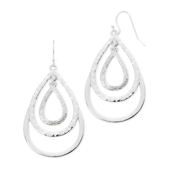 Liz Claiborne Silver-tone Layered Teardrop Drop Earrings