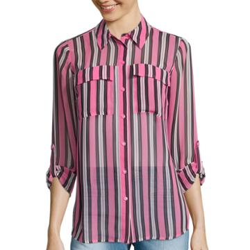 I 'heart' Ronson Long-sleeve Striped Roll-cuff Blouse