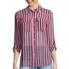 I 'heart' Ronson Long-sleeve Striped Roll-cuff Blouse